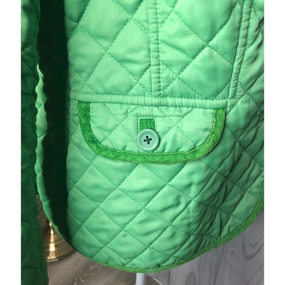 Boden Quilted Button Down Jacket Corduroy Trim Green Sz 6 - Picture 5 of 12